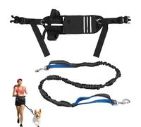 Hands Free Dog Lead with Adjustable Waist Belt, Reflective Bungee Leash & Multifunctional Pouch - Shock Absorbing Design for Running, Walking & Jogging, Fits Medium to Large Dogs (Black)