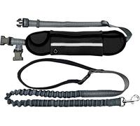 Hands Free Dog Lead with Reflective Bungee,Adjustable Waist Belt and Pouch, Dog Leash for Walking Running Training,Suitable for Medium Small Dogs (Yellow)