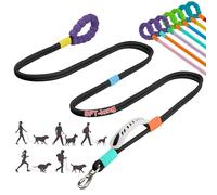 Hands Free Dog Leash, 8FT Adjustable Waist & Crossbody Leashes, Dual Padded Two Handles Heavy Duty Lead for Large Medium Dogs Walking Running Training Jogging, Double Nylon Rope (Black)