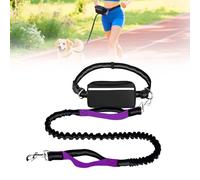 Hands Free Dog Leash, Adjustable Belt Cord with Running Pack, Double Padded Handles, Reflective Bungee Cord for Dog Walking, Jogging and Running (Purple, 1 Leash)