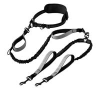 Hands Free Dog Leash for Jogging Walking, Dual Headed Bungee Dog Running Belt, 53.1 in Adjustable Waist Belt, 45.3 in Dual Dog Leash, Reflective Shock Absorbing Design for Two Dogs