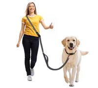 Hands Free Dog Leash,Galaxy Reflective Crossbody Leash, 6-9.5 ft Adjustable Heavy Duty Waist Belt for Medium and Large Dogs Walking,Running,Jogging,Training,Night Walking （290cm, Black