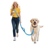 Hands Free Dog Leash,Galaxy Reflective Crossbody Leash, 6-9.5 ft Adjustable Heavy Duty Waist Belt for Medium and Large Dogs Walking,Running,Jogging,Training,Night Walking （290cm, Blue