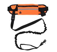 Hands Free Dog Leash Waist Leash with Detachable Bag Reflective Running Leash for Dogs Adjustable Waist Strap Hands Free Walking Jogging Orange Red Nylon Polyester (Orange)