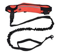 Hands Free Dog Leash with Detachable Zipper Bag, Reflective Strip, Adjustable Waist, Orange or Red - Safe Night Running, Convenient Storage, Ideal for Walking (Red)