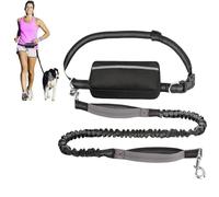 Hands Free Dog Leash with Zipper Pouch,Around The Waist No Pull Running Dogs Belt with Reflective Stitches,Retractable Bungee Waist Dog Leash for Walking,Jogging and Running Your Dogs