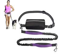 Hands Free Dog Leash with Zipper Pouch,Around The Waist No Pull Running Dogs Belt with Reflective Stitches,Retractable Bungee Waist Dog Leash for Walking,Jogging and Running Your Dogs