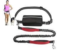 Hands Free Dog Leash with Zipper Pouch,Around The Waist No Pull Running Dogs Belt with Reflective Stitches,Retractable Bungee Waist Dog Leash for Walking,Jogging and Running Your Dogs