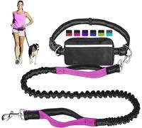 Hands Free Dog Leash with Zipper Pouch,Around The Waist No Pull Running Dogs Belt with Reflective Stitches,Retractable Bungee Waist Dog Leash for Walking,Jogging and Running Your Dogs