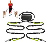 Hands Free Dog Leash with Zipper Pouch,Around The Waist No Pull Running Dogs Belt with Reflective Stitches,Retractable Bungee Waist Dog Leash for Walking,Jogging and Running Your Dogs