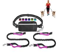 Hands Free Dog Leash with Zipper Pouch,Around The Waist No Pull Running Dogs Belt with Reflective Stitches,Retractable Bungee Waist Dog Leash for Walking,Jogging and Running Your Dogs