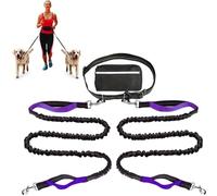 Hands Free Dog Leash with Zipper Pouch,Around The Waist No Pull Running Dogs Belt with Reflective Stitches,Retractable Bungee Waist Dog Leash for Walking,Jogging and Running Your Dogs