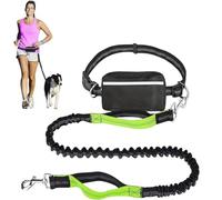 Hands Free Dog Leash with Zipper Pouch,Around The Waist No Pull Running Dogs Belt with Reflective Stitches,Retractable Bungee Waist Dog Leash for Walking,Jogging and Running Your Dogs
