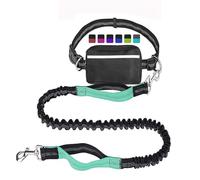 Hands Free Dog Leash with Zipper Pouch, Dog Running Lead, Walking Belt Bag with Adjustable Waist Belt, Handles Elastic leash for Running and Walking the Dogs (Green)