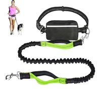Hands Free Dog Leash with Zipper Pouch, Dual Padded Handles Running Leash, Dual Handle and Retractable Bungee for Medium and Large Dog Training Walking Running (green,Double Rope)