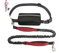 Hands Free Dog Leash with Zipper Pouch, Dual Padded Handles Running Leash, Dual Handle and Retractable Bungee for Medium and Large Dog Training Walking Running (red,Single Rope)