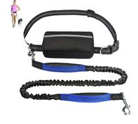 Hands Free Dog Leash with Zipper Pouch, Dual Padded Handles Running Leash, Dual Handle and Retractable Bungee for Medium and Large Dog Training Walking Running (blue,Single Rope)