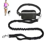 Hands Free Dog Leash with Zipper Pouch, Dual Padded Handles Running Leash, Dual Handle and Retractable Bungee for Medium and Large Dog Training Walking Running (black,Single Rope)
