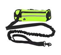 Hands Free Dog Leash with Zipper Pouch for Walking Running Hiking, Waist Leash with Bungee, Adjustable Belt, Reflective Double Handle Design for Large Medium Dogs