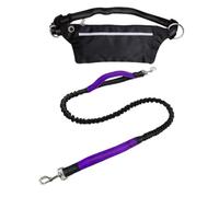 Hands Free Dog Running with Zipper Pouch Elastic Bungees Retractable Rope for Medium and Large Bungee Lead Belt(PURPLE)