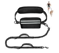 Hands Free Double Dog Lead for Running, Walking & Hiking - Dual Bungee Leash with Adjustable Waist Belt, Pouch & Reflective Stitching | No-Tangle Shock Absorbing Lead for Medium/Large Dogs (For 1 Dog)