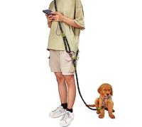 Hands Free double ended lead for dogs 7.5ft Rope Dog lead for Two Dogs Reflective for Large Medium Small Dogs Walking, Jogging and Running Black (Black, Single Dog)