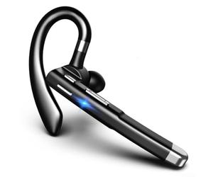 Hands Free Earpiece Wireless Single Ear with Rotating Design - Lightweight Business Earphone for Long Calls Compatible Phones Black