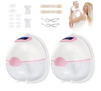 Hands-Free Electric Breast Pump, 2 x 180ml Large Capacity Breast Pump, 3 Modes & 15 Levels, Portable Breast Pumper with LED Display, Memory Function & Auto Shutdown