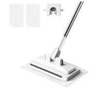 Hands-Free Flat Mop, One-Press Cloth Change Mop with 360° Swivel Head, Built-In Squeegee, Compact Cleaning Mop for Floors, Walls, Mirrors, Tiles and Tight Spaces，S