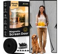 Hands-Free Magnetic Screen Door, Heavy Duty, Self Sealing Screen Door Mesh Protector, Pet and Kid-Friendly, Stay-Open Buckle, Keeps Bugs Out While Letting Nature in, Fits Door Size (30" x 80")