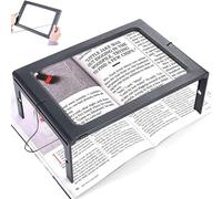 Hands- Free Magnifying Glass A4 3X Desk Magnifier with Light USB 12LED Magnifier Full- Page Rectangular LED Lighted Illuminated Magnifier for Seniors Reading Embroidery Phone Laptop Low Vision
