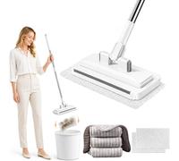 Hands-Free Multi-Purpose Flat Mop, Hands Free Flat Mop One Click, Lazy Cleaning & Face Towel Cloth Changing Mini Mops, Clip on Cleaning Mops for Floor, Hardwood, Tile, Mirror & More (43.31inch)