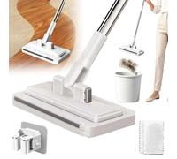 Hands Free Multi Purpose Flat Mop, One-Click Zero Touch Dirty Cloth Release Lazy Cleaning Mop, Snap Grip Holds Any Disposable Cloth, 360° Rotating Lock Head, for Multi-Surface Tile Wood (135cm)