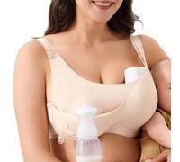 Hands-Free Pumping Bra with Jelly Gel Technology and Semi-F Padding, Compatible with All Standard Breast Pumps Beige, Beige, M
