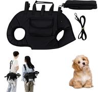 Hands Free Shoulder Yorkie Carrier, Dog Full Body Lift Harness for Small Dogs, Adjustable Breathable Vest Straps with Small Puppy Treat Bag (Black, L)