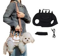 Hands Free Shoulder Yorkie Carrier, Snuggle Sling Dog Carrier, Adjustable Breathable Vest Straps with Small Puppy Treat Bag (Black)