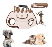 Hands Free Shoulder Yorkie Carrier, Snuggle Sling Dog Carrier, Dog Full Body Lift Harness For Small Dogs, Adjustable Breathable Vest Straps with Small Puppy Treat Bag (Brown,S)