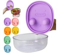 Hands-Free Snack Container with Finger Lid No-Mess Snack Bowl with Silicone Finger Slots Clear ABS Bowl Dishwasher Safe for Chips Fruit Cold Snacks
