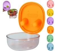 Hands-Free Snack Container with Finger Lid No-Mess Snack Bowl with Silicone Finger Slots Clear ABS Bowl Dishwasher Safe for Chips Fruit Cold Snacks