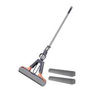 Hands Free Sponges Mop - Pva Self Squeezy Sponge Mops With 2 Super Absorbent Sponge Replaceable Heads, Efficient Cleaning With Adjustable Stainless Steel Handle For Laminate, Tile, Hardwood Floor