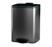 Hands-Free Square Trash Can Thickened Stainless Steel Step Bin with Inner Bucket and Soft-Close Lid for Kitchen Bathroom and Living Room Black - 7L Capacity