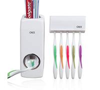 Hands Free Toothpaste Dispenser Automatic Toothpaste Squeezer with 5 Toothbrush Holds,No Power Required(White)