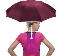 Hands-Free Wearable Umbrella - Sun & Rain Protection for Fishing, Running, Kayaking & Outdoor Adventures - Red