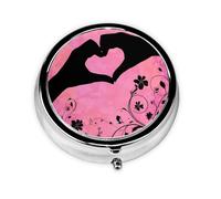 Hands Heart Small Pill Box 3 Compartment Portable Pill Box for Purse Pocket Valentine Mini Medicine Organiser for Daily Vitamin Fish Oil Storage