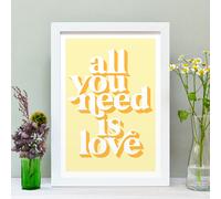 Hands & Hearts All you need is love positivity art print - White frame