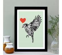 Hands & Hearts Blue Tit feathered friends print - Black