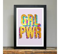 Hands & Hearts Girl Power golden words art print - Black frame