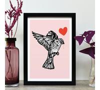 Hands & Hearts Hedge Sparrow feathered friends print - Black
