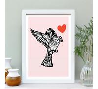 Hands & Hearts Hedge Sparrow feathered friends print - White