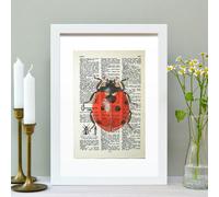 Hands & Hearts Ladybird vintage book page art print - White